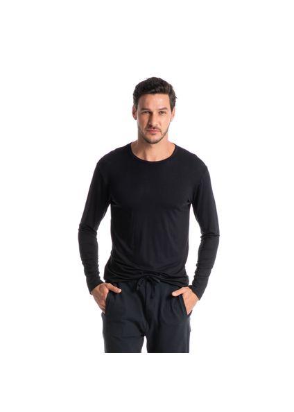 Camiseta Masculina Manga Longa Fred Preto - Imagem 1