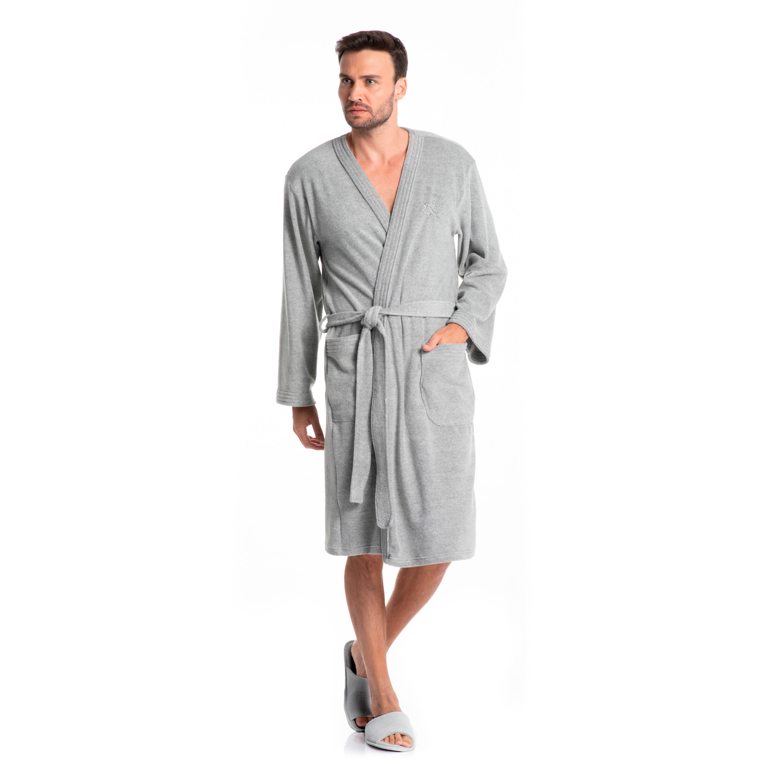 Robe Masculino Curto Em Atoalhado Adriano - Imagem 3 - Mobile