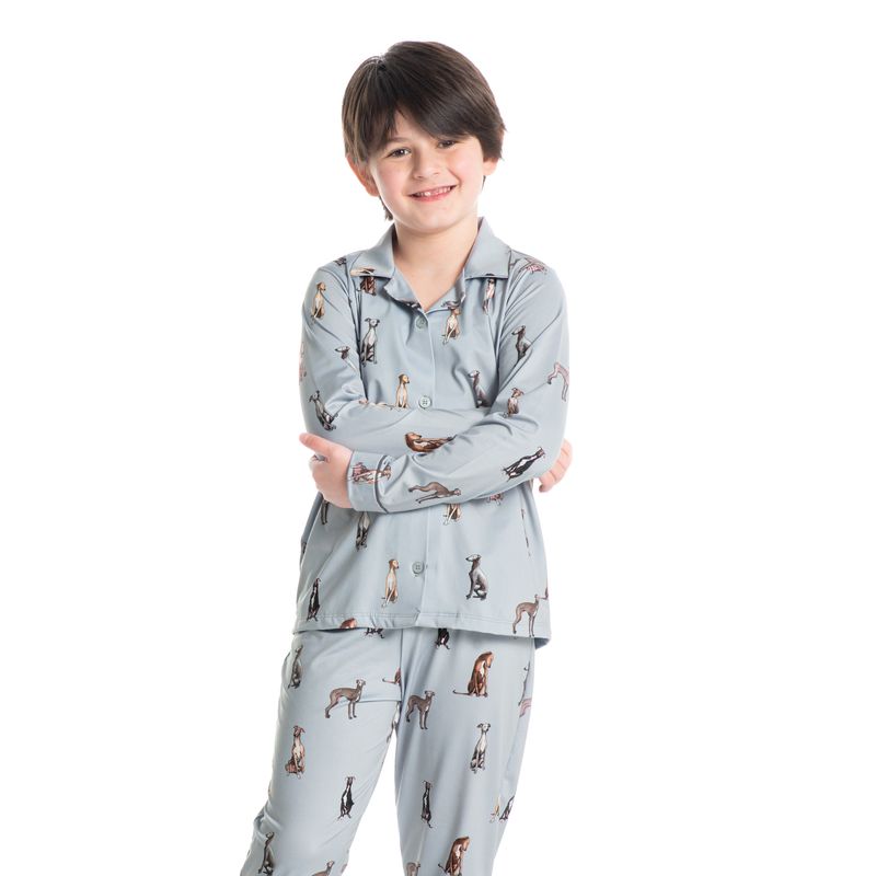 Pijama-Infantil-Unissex-Abotoado-Longo-Estampado-Galgo-Daniela-Tombini