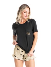 pijama curto feminino de malha e estampado pijama curto feminino de malha e estampado