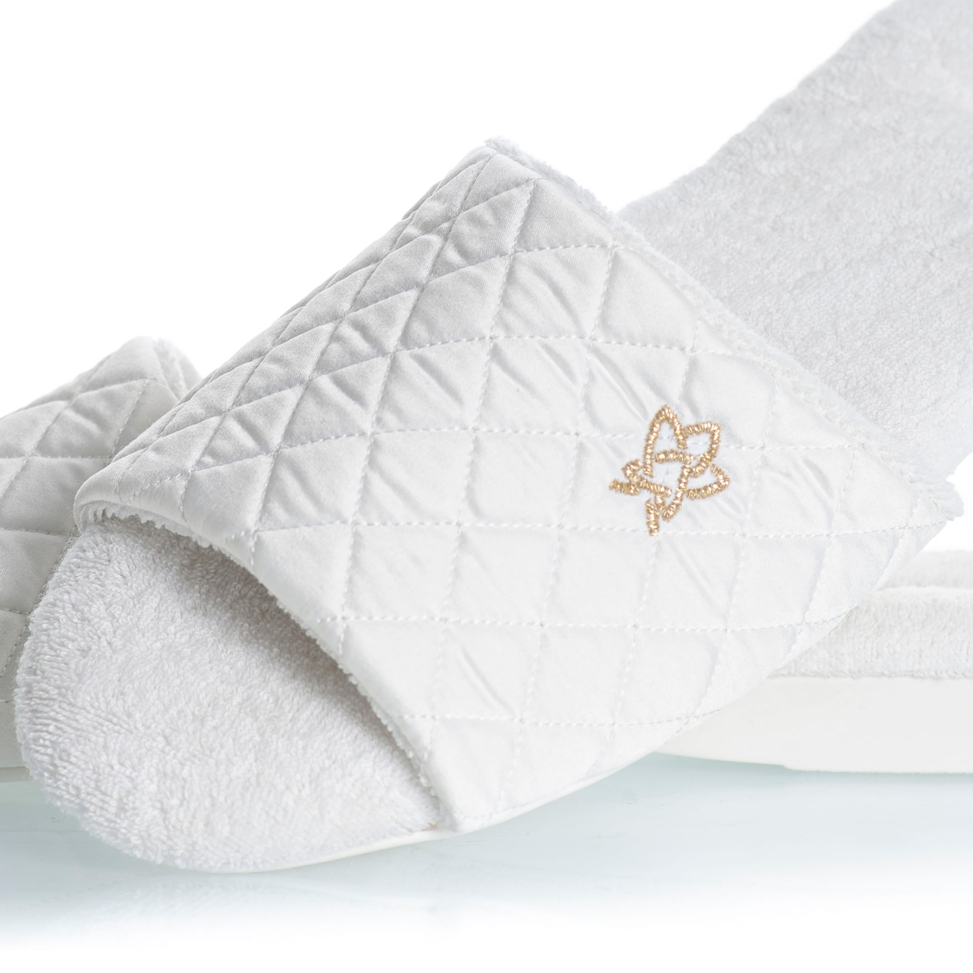 Chinelo Em Atoalhado Flor Aberto Branco - Imagem 2