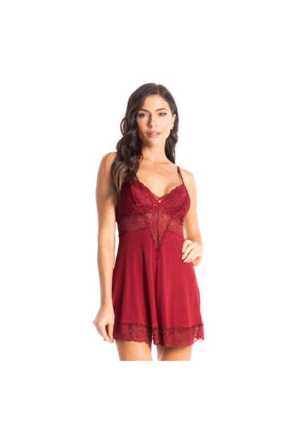 Camisola Curta Com Renda Manu Vermelho - Imagem 1