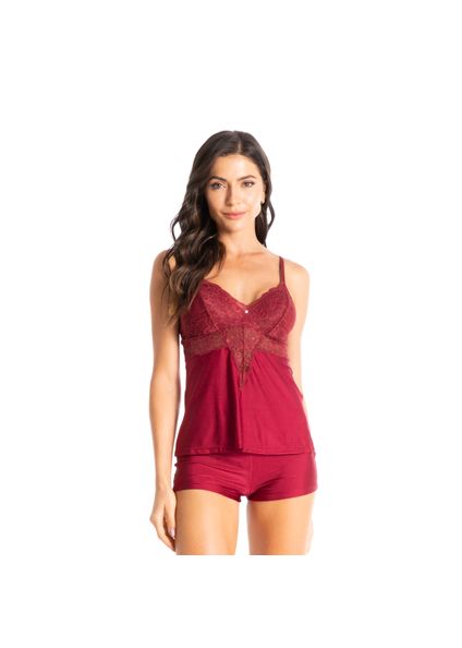 Baby Doll Com Renda Manu Vermelho - Imagem 1