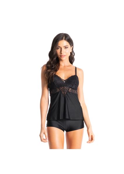 Baby Doll Com Renda Manu Preto - Imagem 1