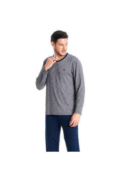 Pijama Masculino Longo Renan Azul-marinho - Imagem 1