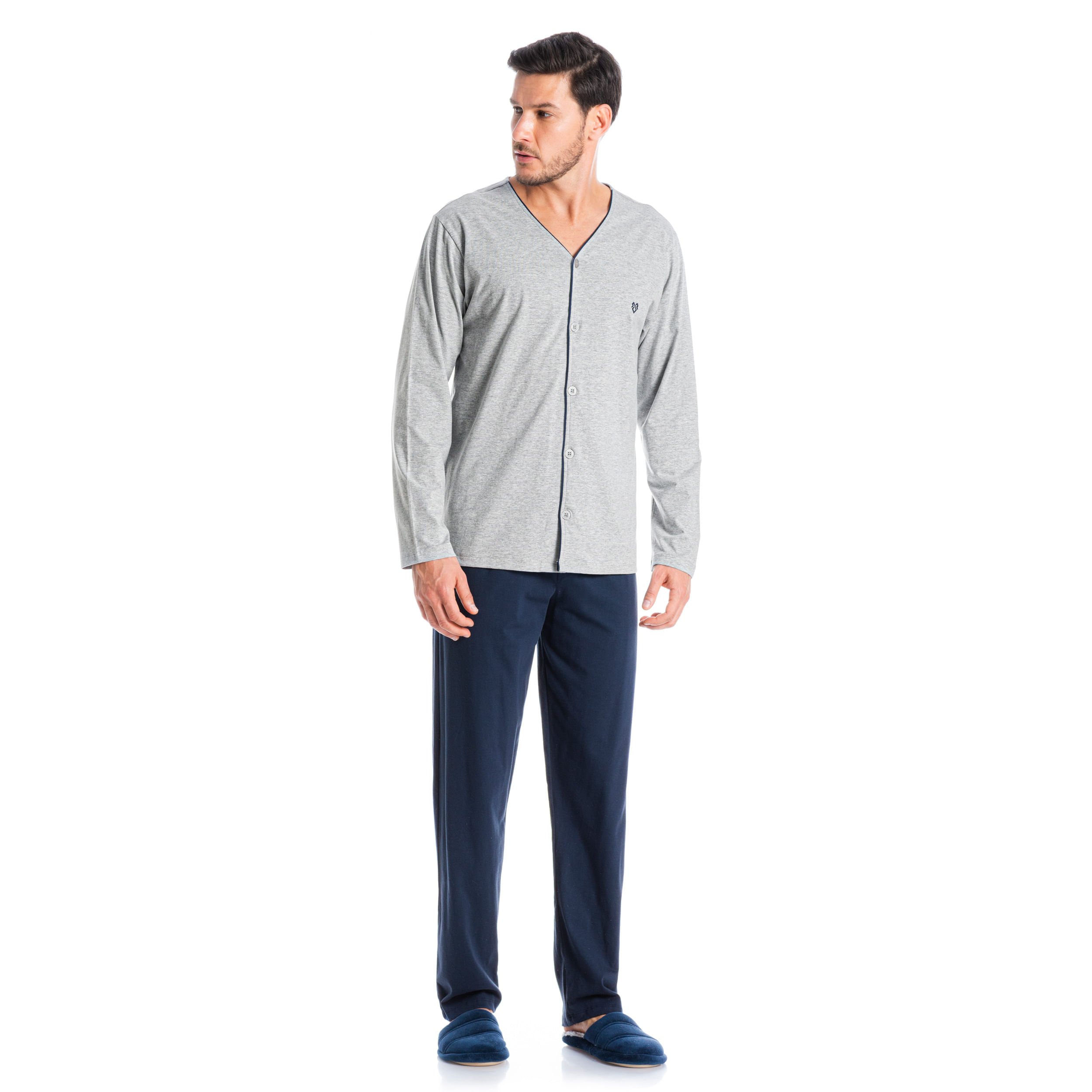 Pijama Masculino Longo Abotoado André - Imagem 3 - Mobile