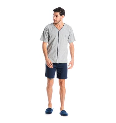 Pijama Masculino Curto Abotoado André - Imagem 3 - Mobile