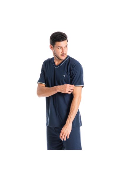 Pijama Masculino Curto Paulo Azul-marinho - Imagem 1