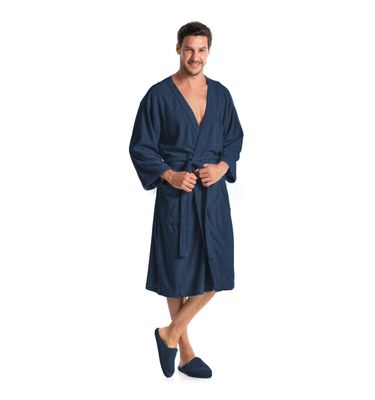 Robe Masculino Curto Em Atoalhado Adriano - Imagem 3 - Mobile