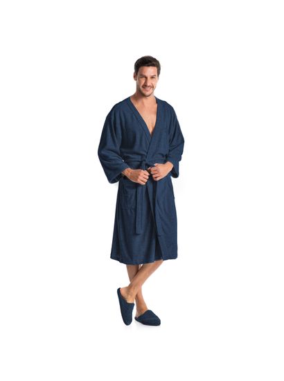 Robe Masculino Curto Em Atoalhado Adriano - Imagem 3 - Desktop