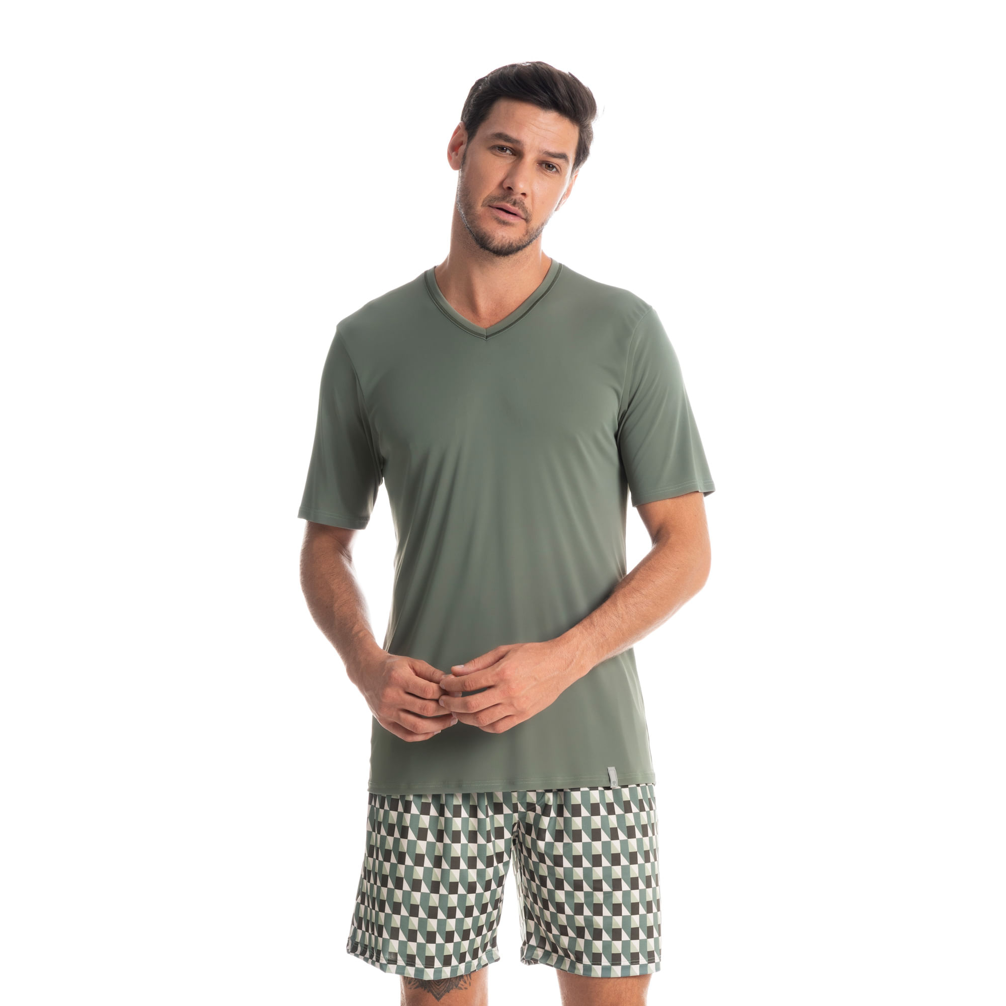 Pijama Masculino Curto Estampado Clóvis - Imagem 1