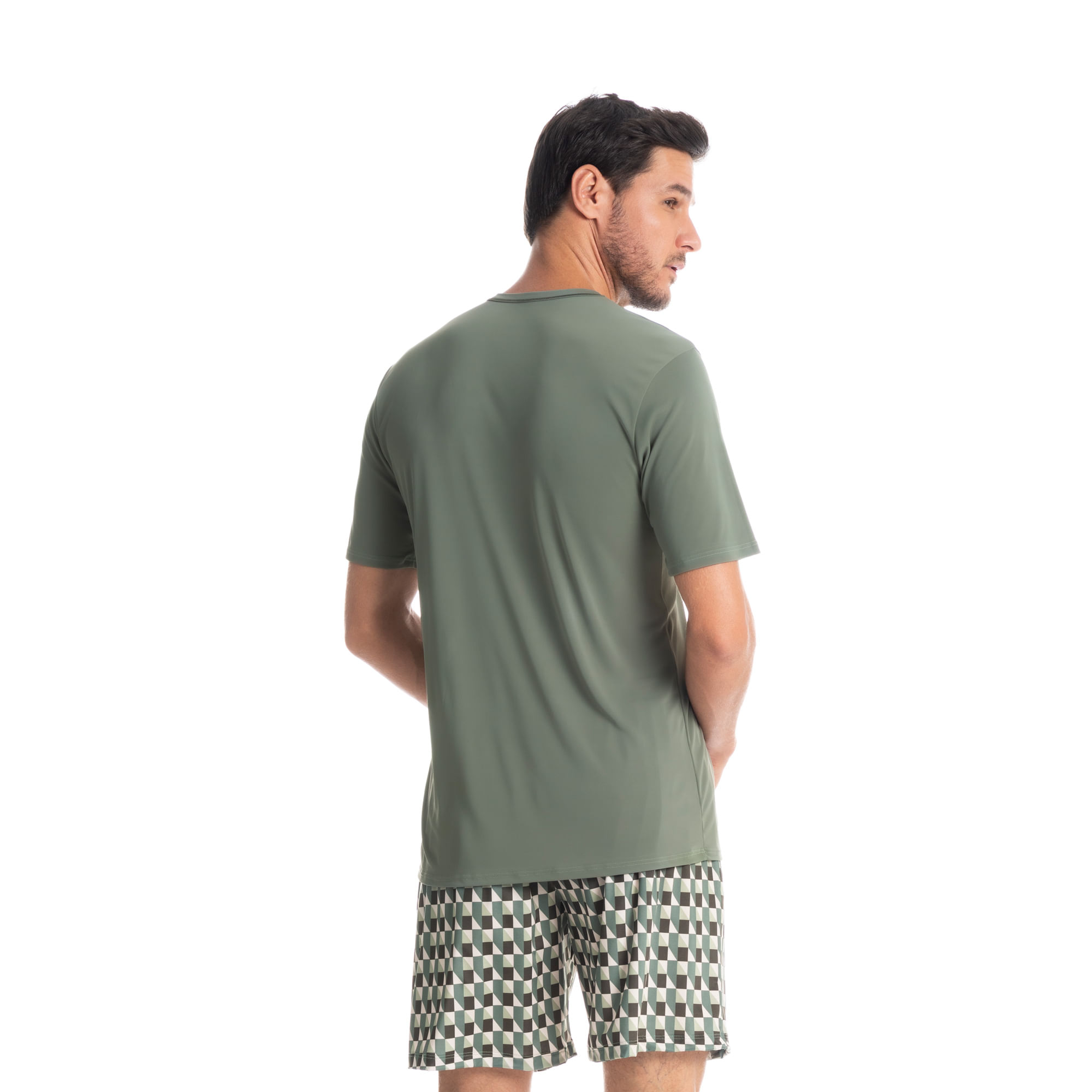 Pijama Masculino Curto Estampado Clóvis Verde - Imagem 2