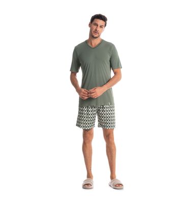 Pijama Masculino Curto Estampado Clóvis - Imagem 3 - Mobile