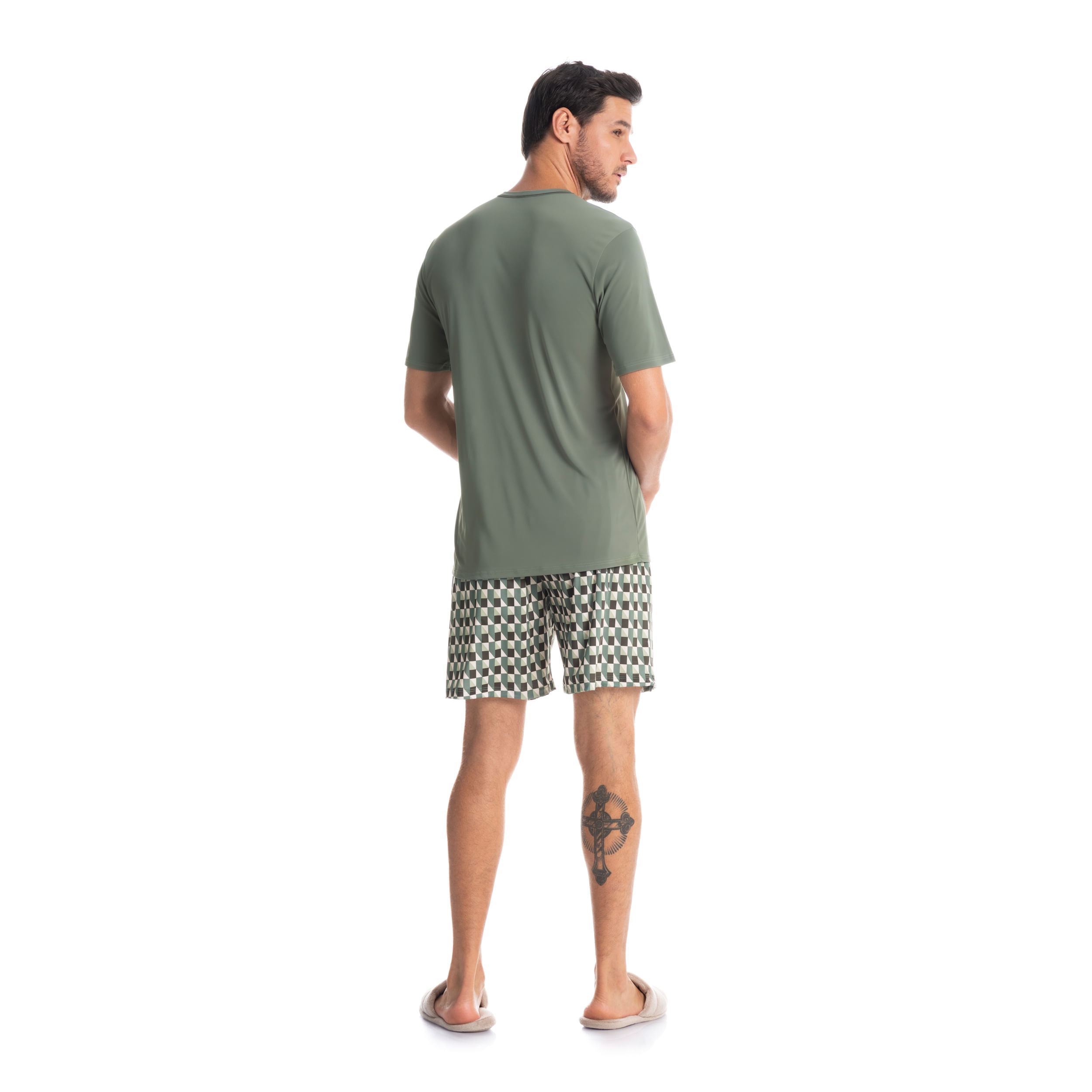 Pijama Masculino Curto Estampado Clóvis - Imagem 4 - Mobile