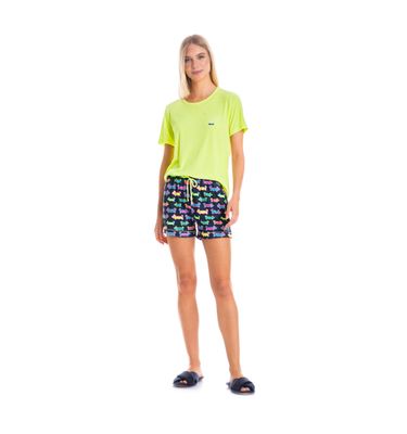 Pijama Feminino Curto Neon Pixel - Imagem 3 - Mobile