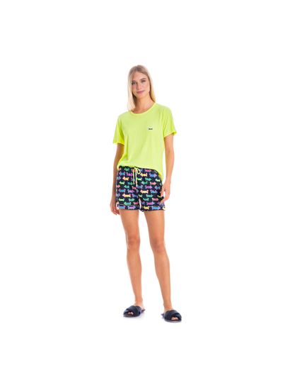 Pijama Feminino Curto Neon Pixel - Imagem 3 - Desktop