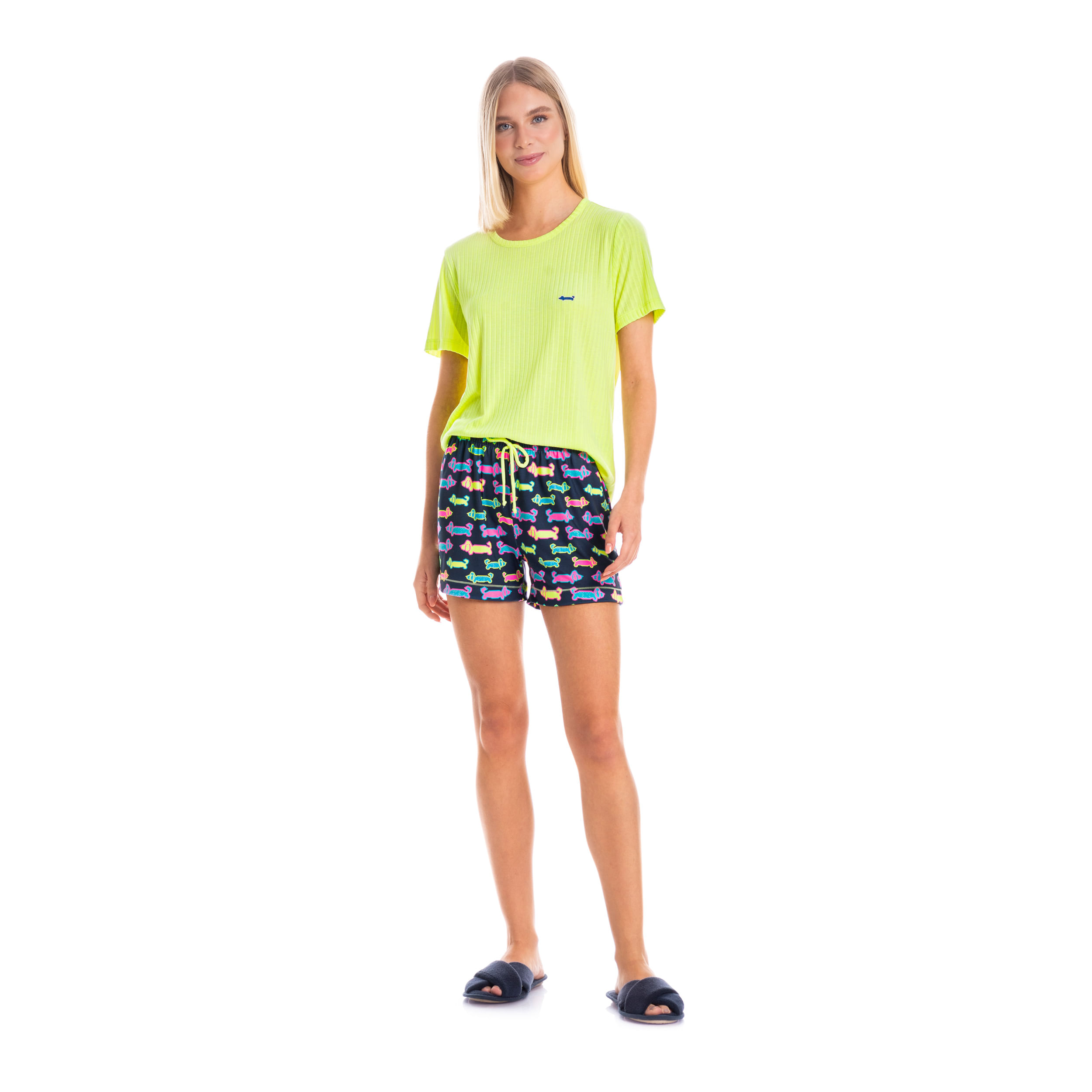 Pijama Feminino Curto Neon Pixel - Imagem 3 - Mobile