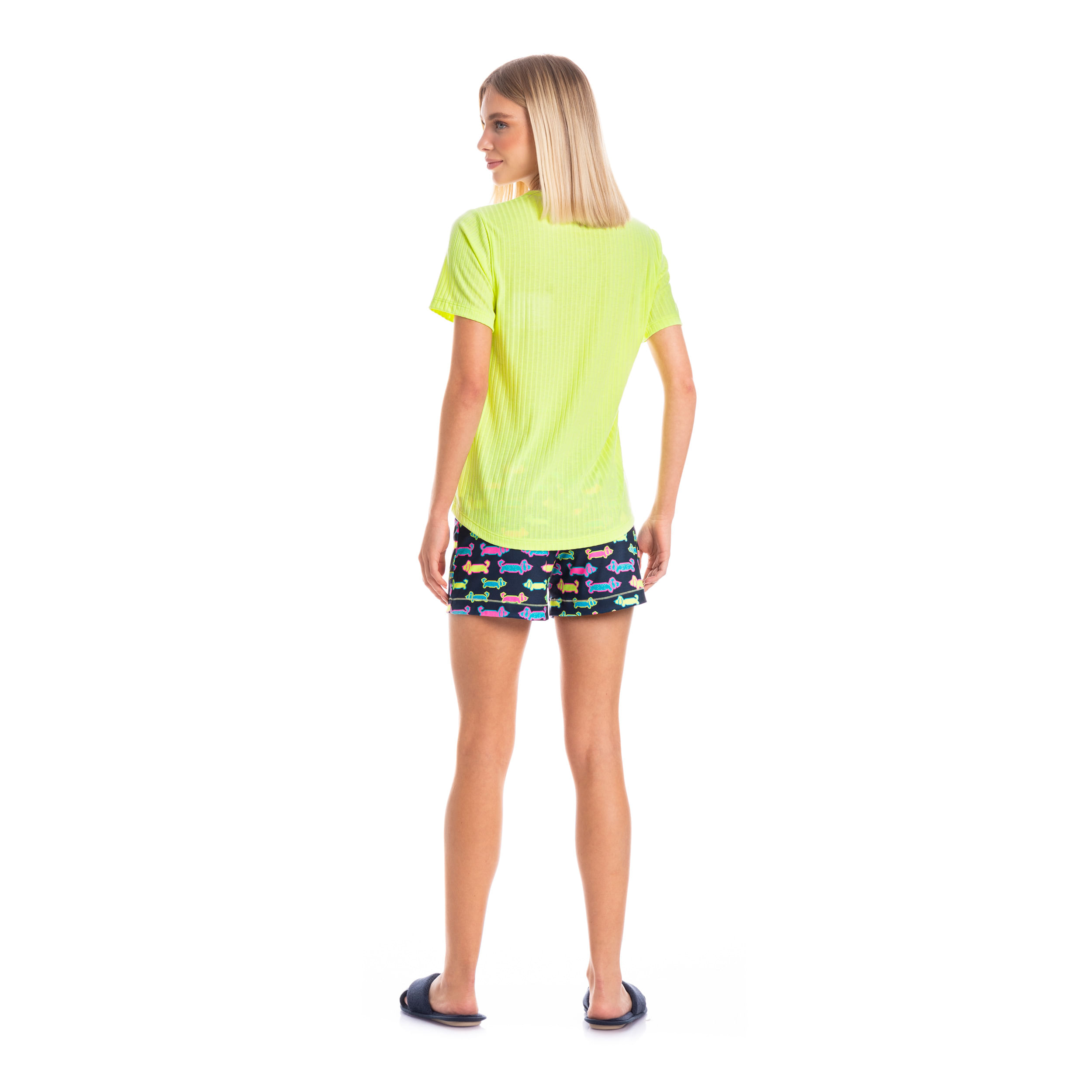 Pijama Feminino Curto Neon Pixel - Imagem 4 - Mobile