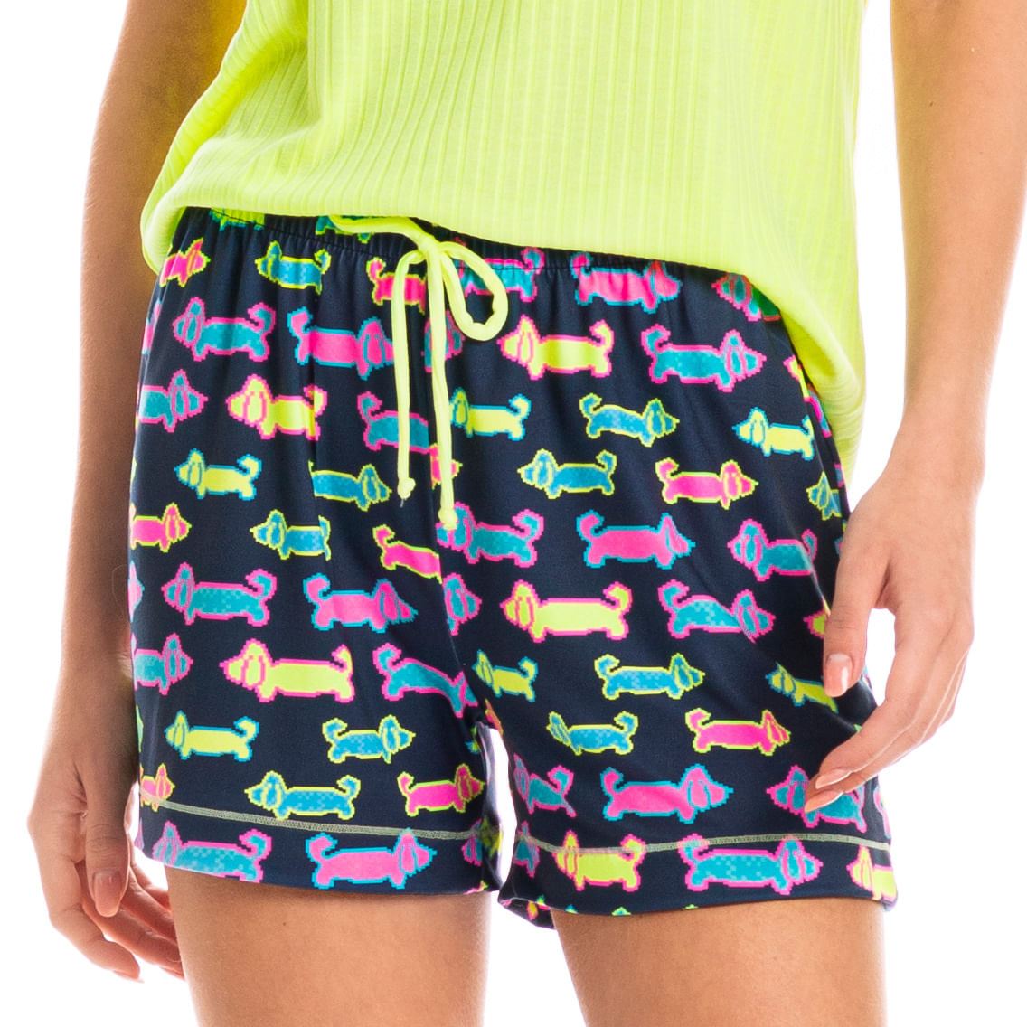 Pijama Feminino Curto Neon Pixel - Imagem 5 - Mobile