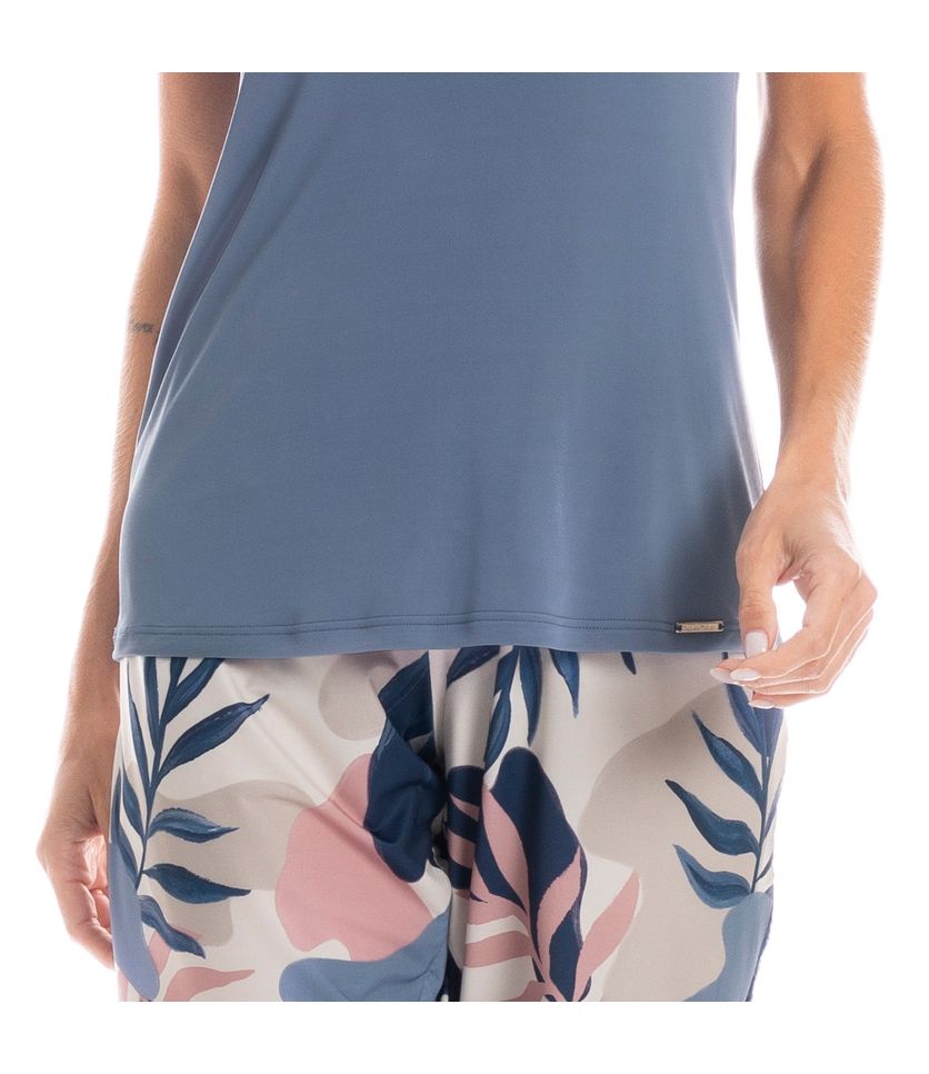 Pijama Feminino Bermuda Folhagem Rebeca - Imagem 5 - Desktop