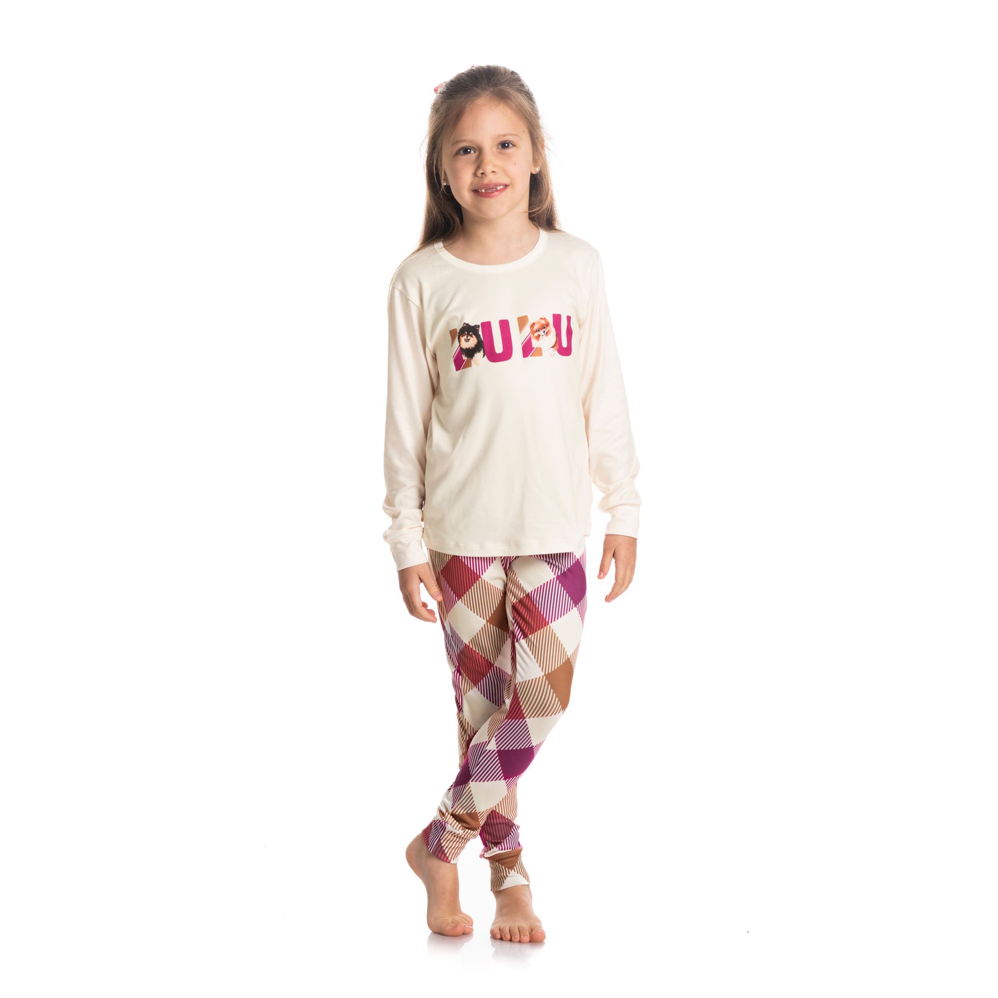 Pijama Infantil Feminino Legging Xadrez Lulu