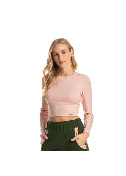 Blusa Feminina Canelada Crop Piza Rosa-3 - Imagem 1