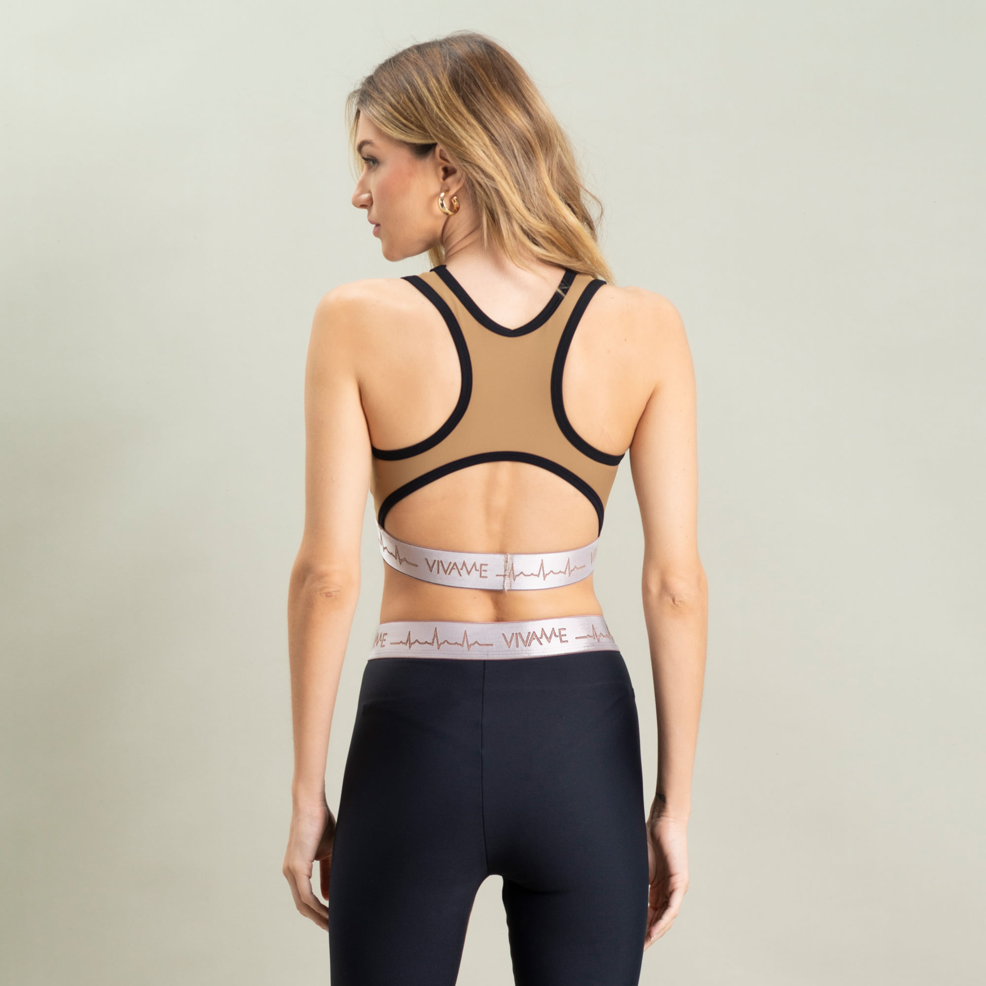 Top Golden Com Elástico Gym Vivame Marrom - Imagem 2