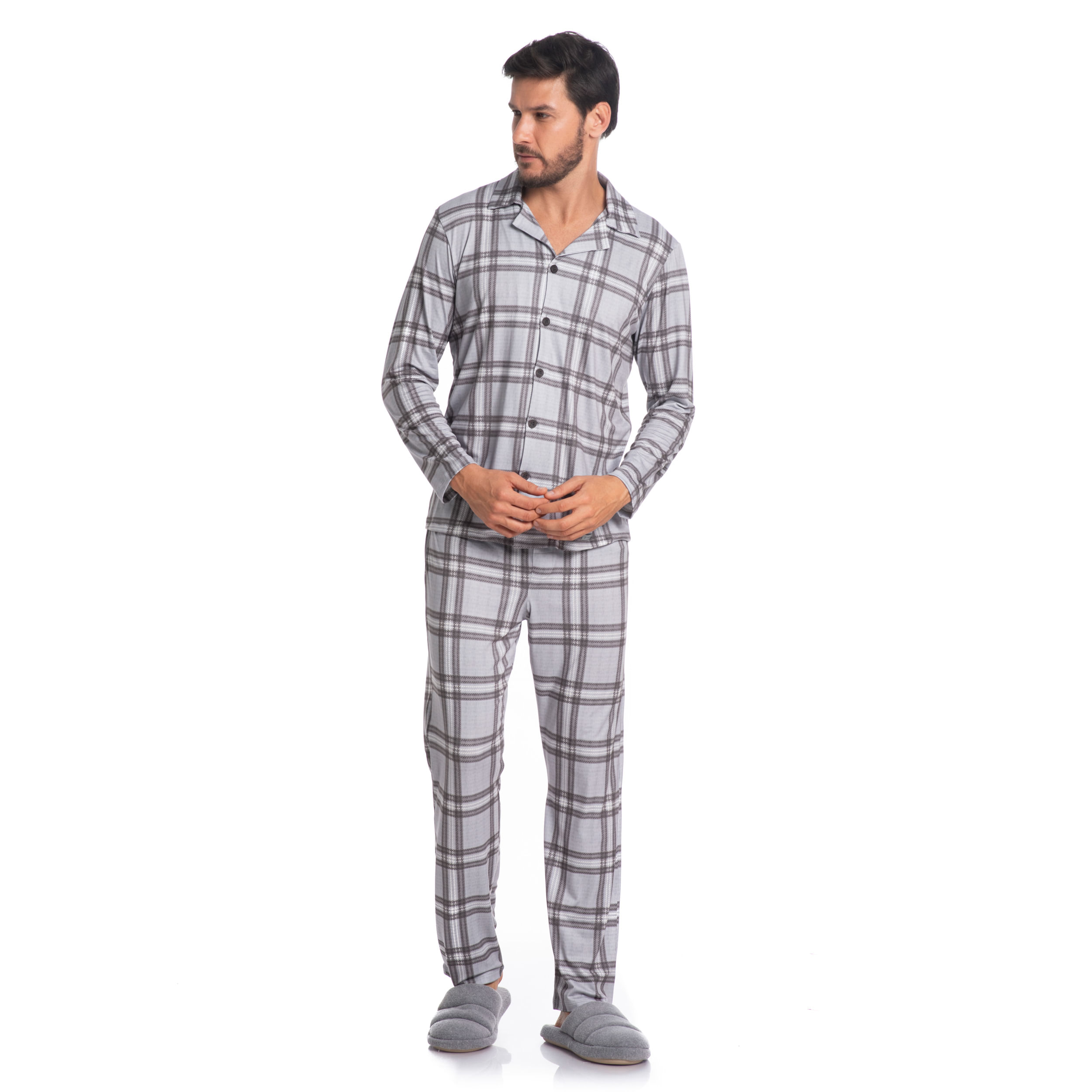 Pijama-Masculino-Longo-Xadrez-Abotoado-Heitor-Tombini