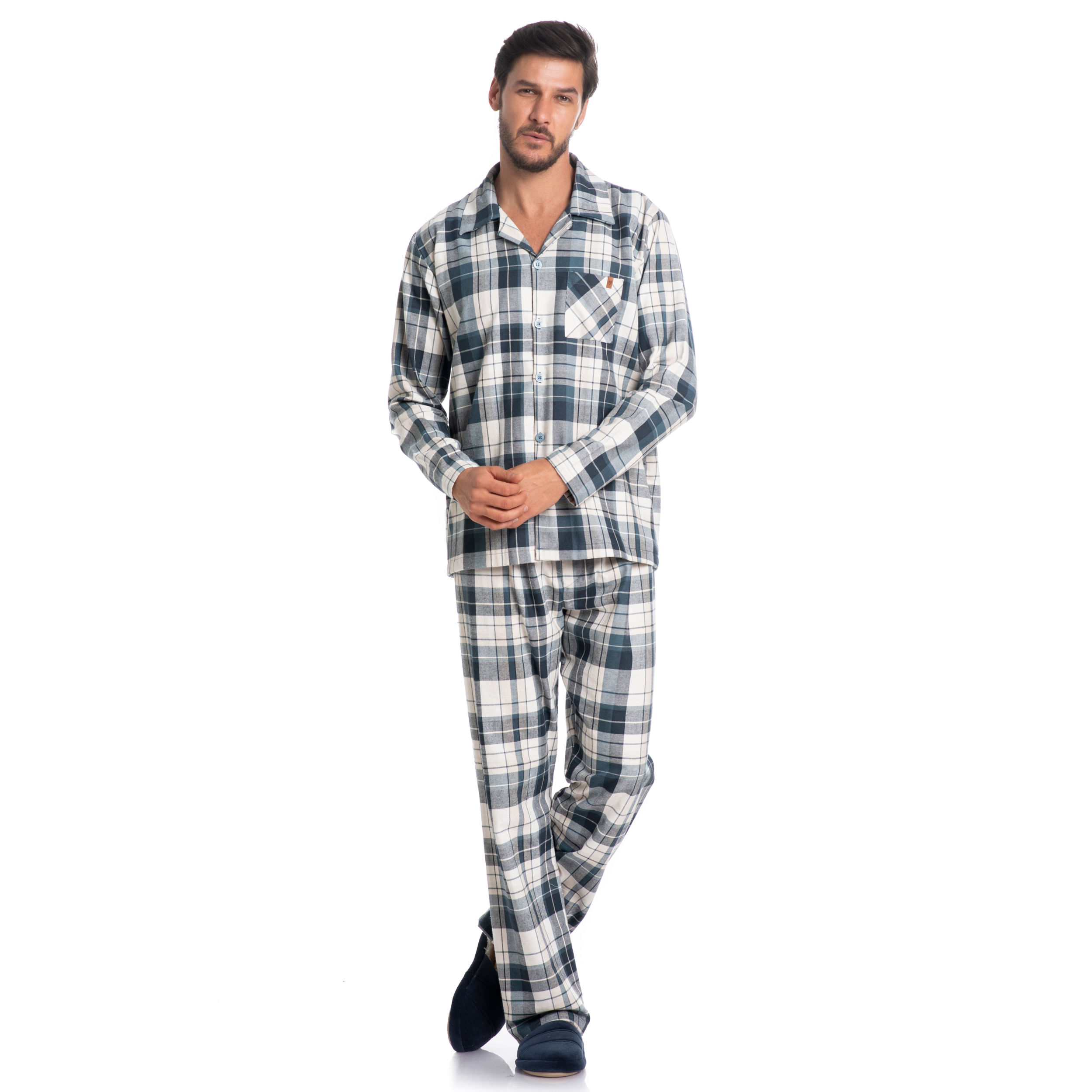 Pijama-Masculino-Abotoado-Longo-Xadrez-Danilo-Tombini-2938D