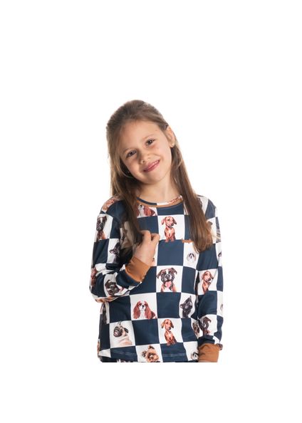 Pijama Unissex Infantil Longo Friends Azul-marinho - Imagem 1