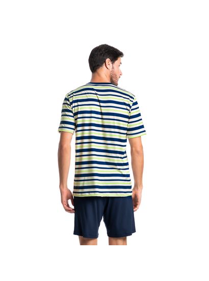 Pijama Masculino Curto Listrado Com Bolso José Tombini - Imagem 2 - Desktop