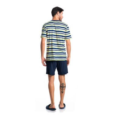 Pijama Masculino Curto Listrado Com Bolso José Tombini - Imagem 4 - Mobile