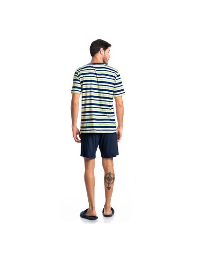 Pijama Masculino Curto Listrado Com Bolso José Tombini - Imagem 4 - Desktop