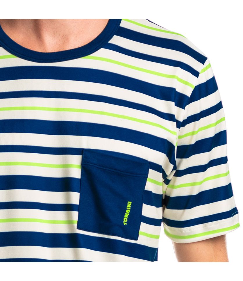 Pijama Masculino Curto Listrado Com Bolso José Tombini - Imagem 5 - Desktop