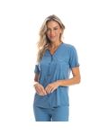 Pijama-Feminino-Abotoado-Pescador-Com-Bolso-Teresa-Azul-Daniela-Tombini