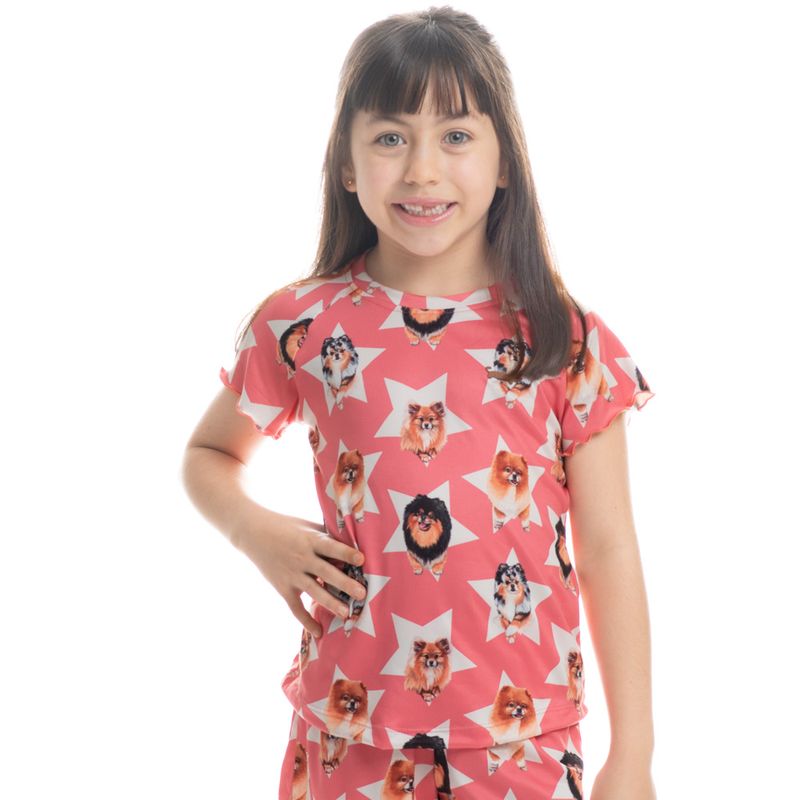 Pijama Menina Infantil Feminino Curto - Estampa Xadrez Rosa