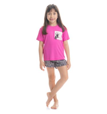 Pijama Curto Com Bolso Infantil Amanda Zebra - Imagem 3 - Mobile