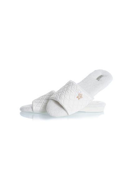 Chinelo Em Atoalhado Flor Aberto Branco - Imagem 1
