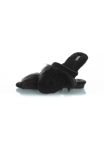 Chinelo Em Atoalhado Com Pelo Karina Preto - Imagem 1