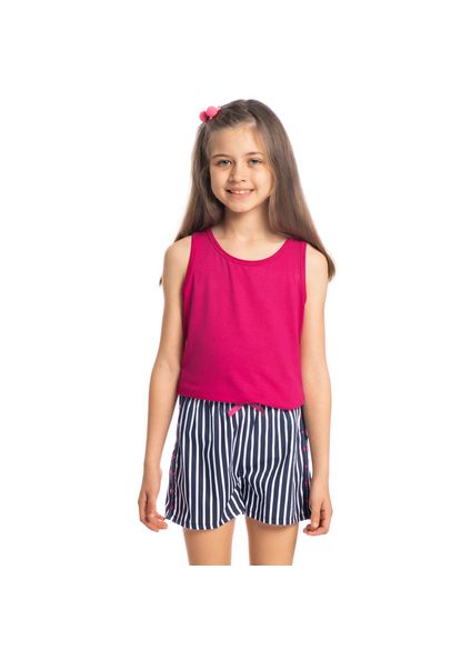 Pijama Infantil Feminino Curto Regata Dreams Azul-marinho - Imagem 1