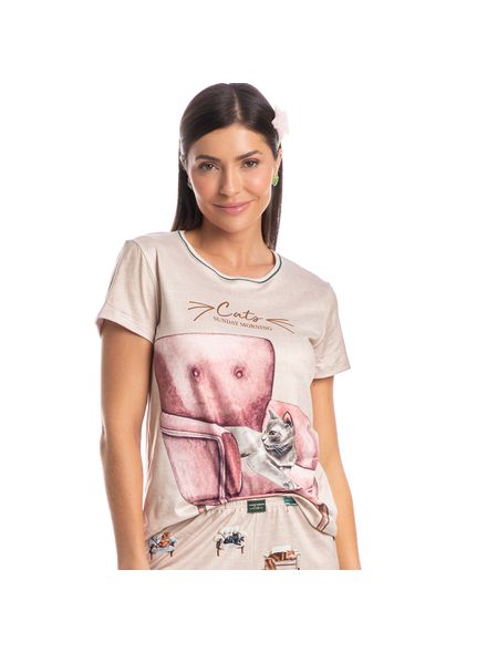 Pijama-Feminino-Curto-Estampado-Cats