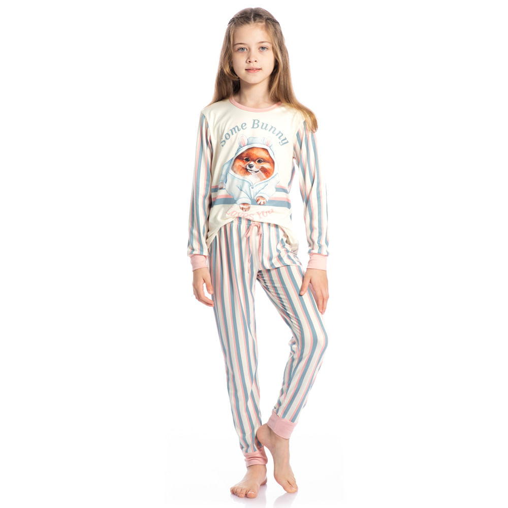 Pijama-Infantil-Feminino-Longo-Listrado-Lyla-Bunny