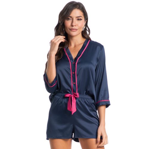 Pijama-Feminino-Curto-Abotoado-Em-Cetim-Bianca