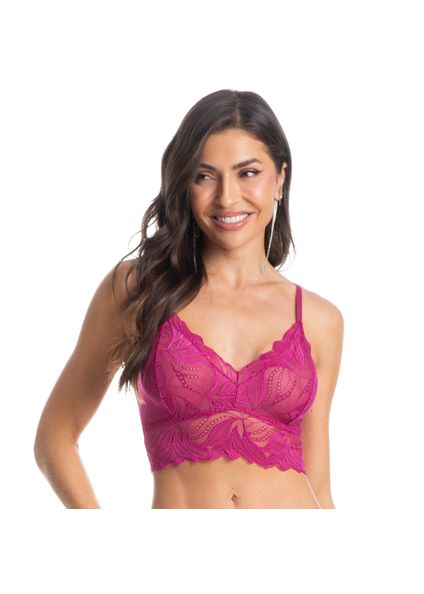 Top Em Renda Manu Mari Rosa - Imagem 1