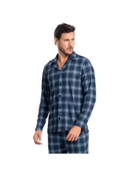 Pijama-Masculino-Longo-Abotoado-Xadrez-Bento-Tombini