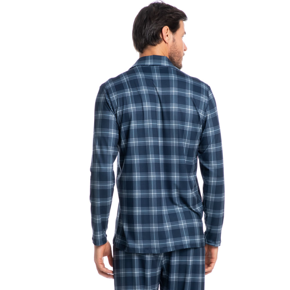 Pijama-Masculino-Longo-Abotoado-Xadrez-Bento-Tombini