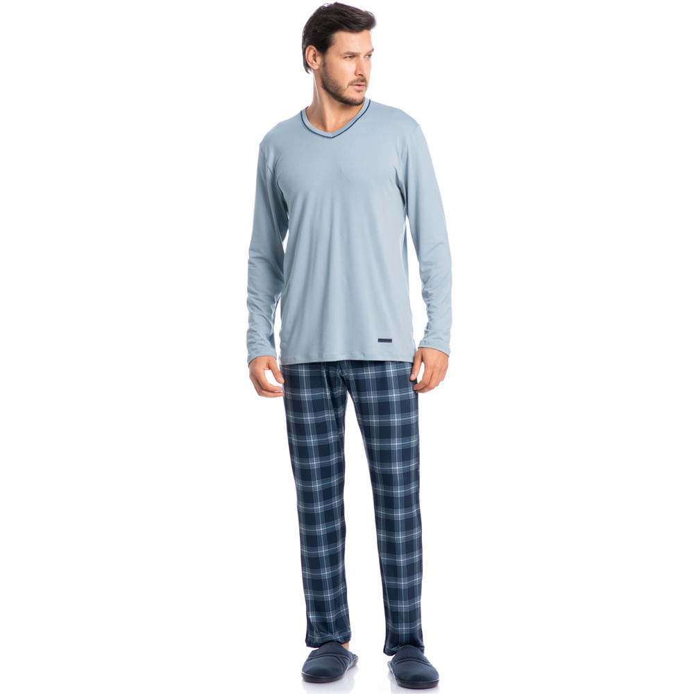 Pijama-Masculino-Longo-Xadrez-Bento-Tombini