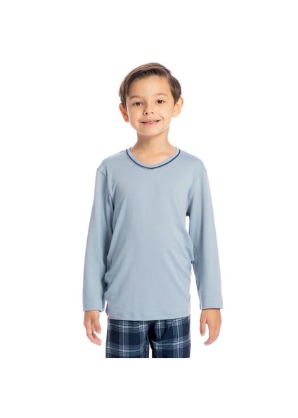 Pijama Infantil Masculino Longo Xadrez Bento Tombini Azul-2 - Imagem 1