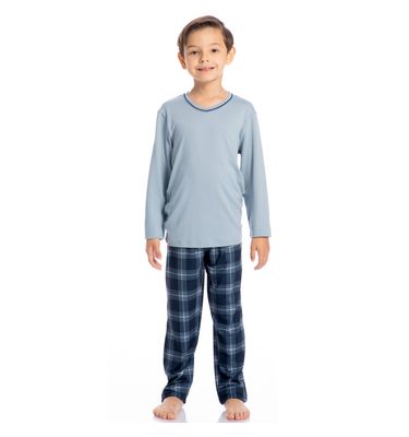 Pijama Infantil Masculino Longo Xadrez Bento Tombini - Imagem 3 - Mobile