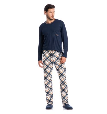 Pijama Masculino Longo Chess Tombini - Imagem 3 - Mobile